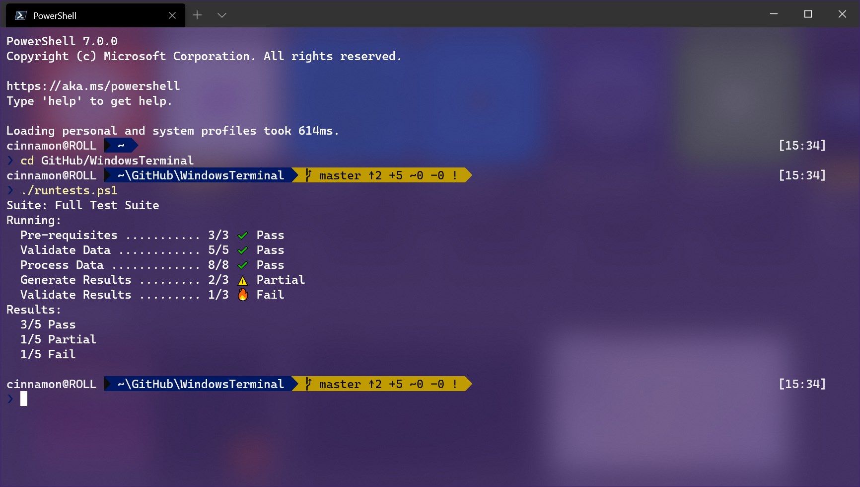 Screenshot of Windows Terminal with theme